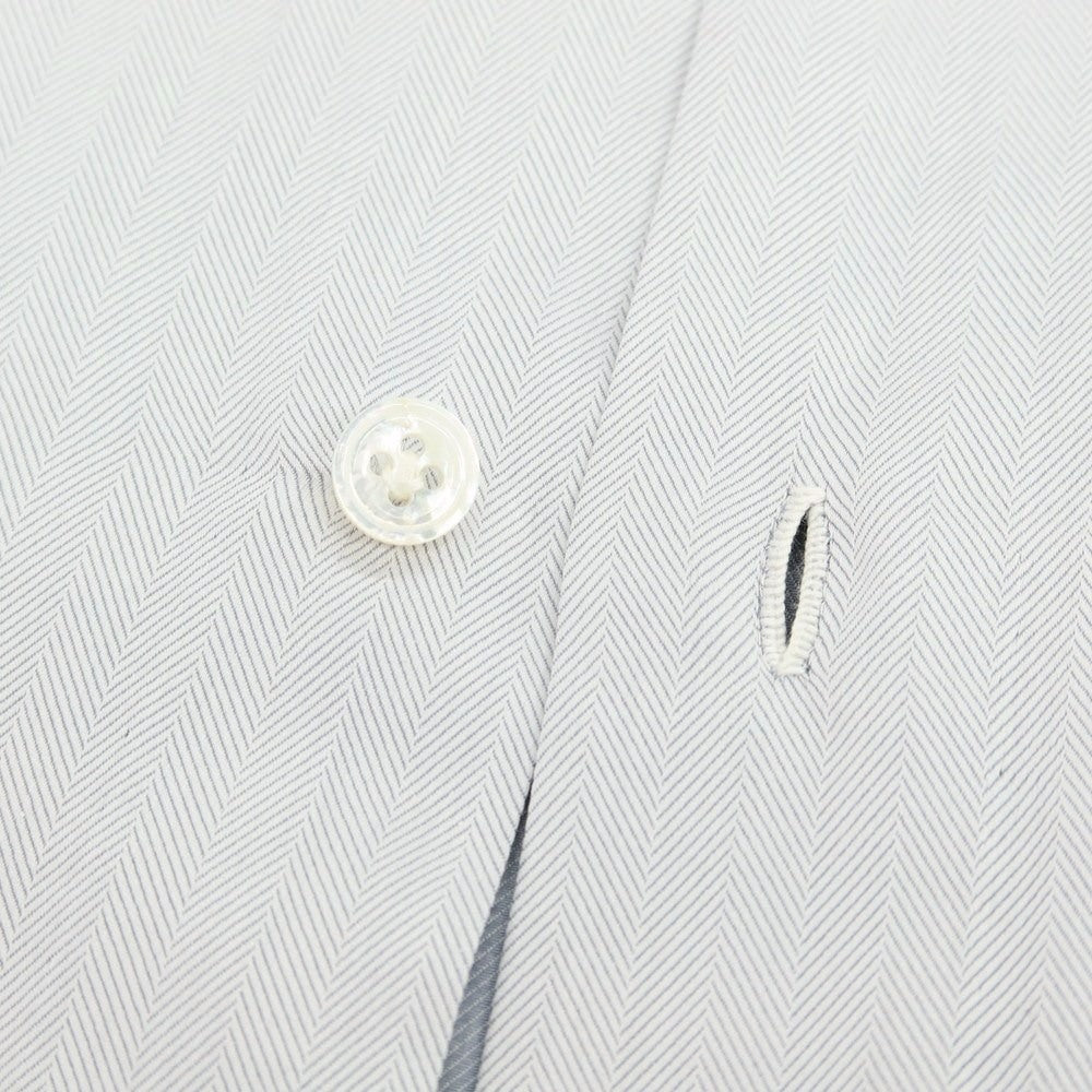 【中古】アヴィーノ AVINO コットン ヘリンボーン織り タブカラー ドレスシャツ グレー【 37 】【 状態ランクB 】【 メンズ 】