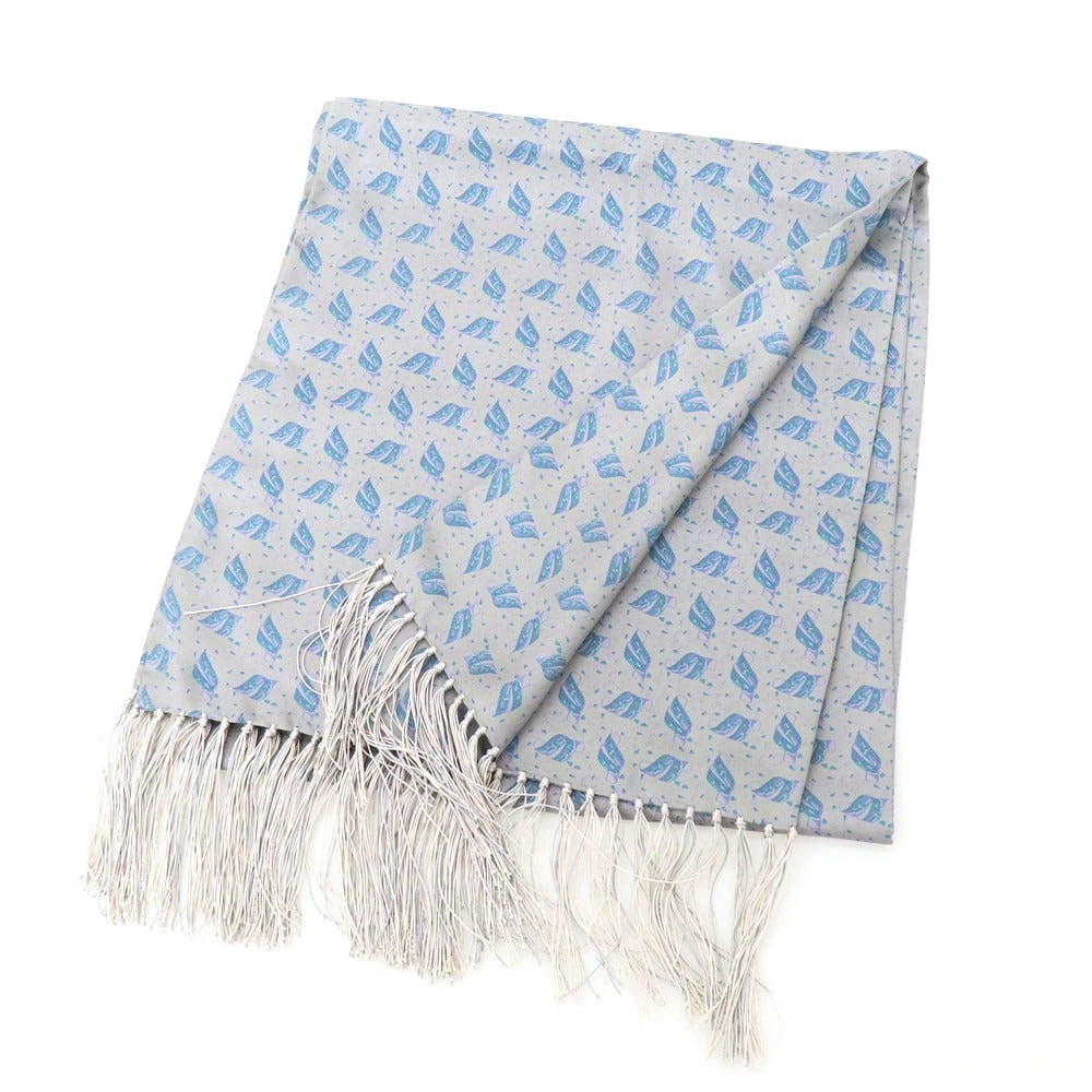 【中古】ヒッキーフリーマン HICKEY FREEMAN シルク プリント ストール グレーxブルー【 状態ランクB 】【 メンズ 】
