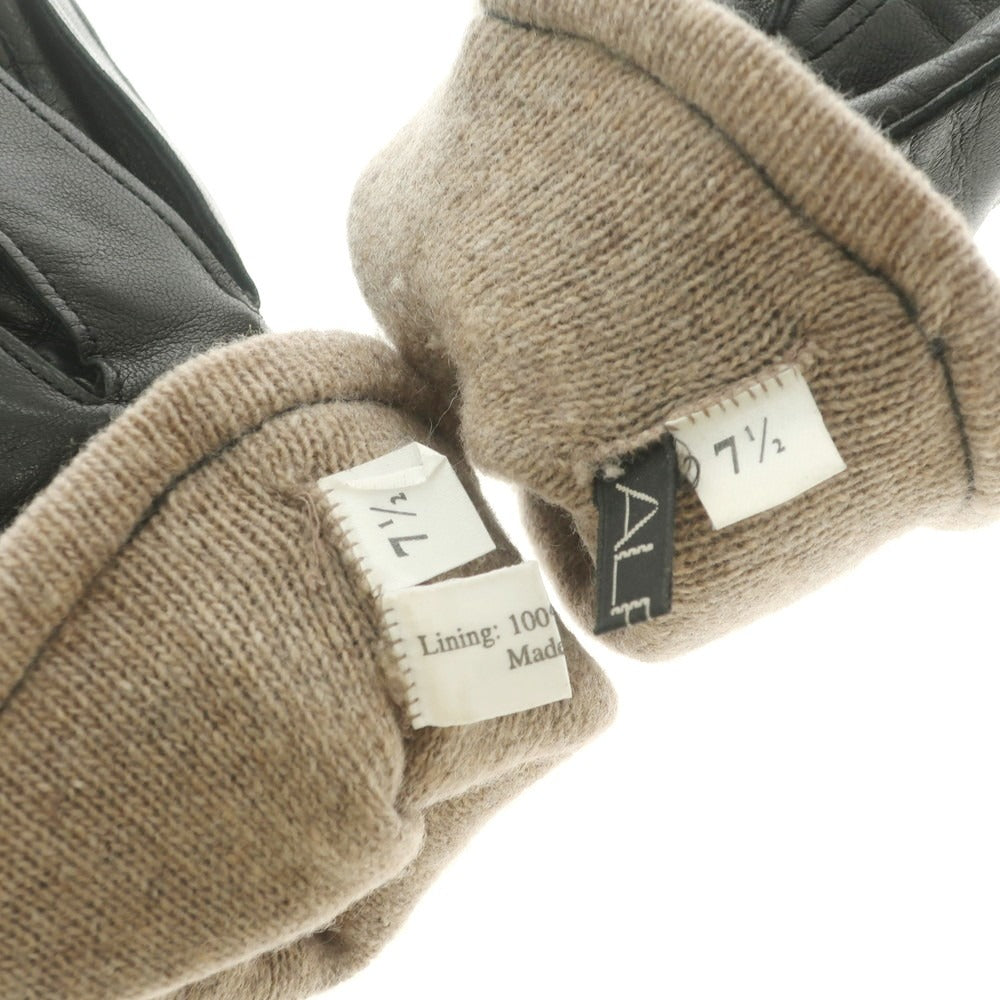 【中古】アルポ ALPO レザー カシミヤライニング 手袋 グローブ ブラック【 7 1/2 】【 状態ランクB 】【 メンズ 】