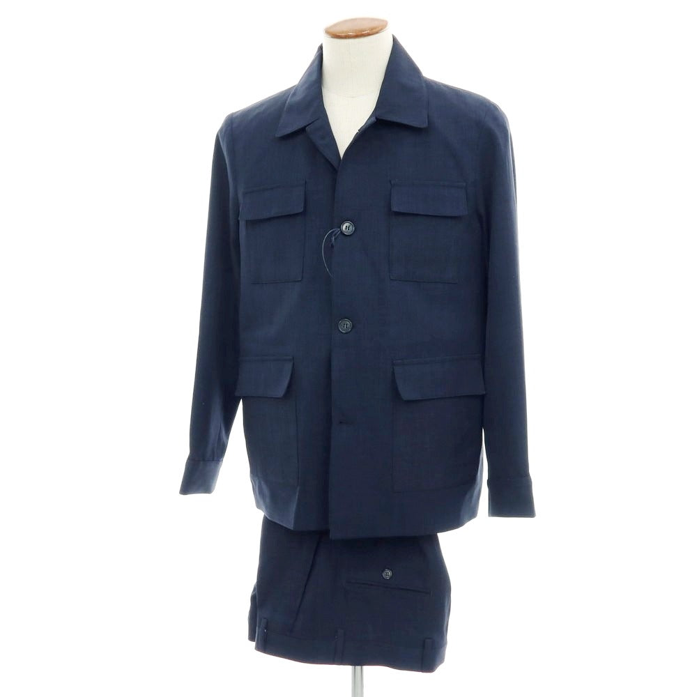 【新品】ガウディ GAUDI 26SS ポリエステル セットアップ スーツ ネイビー【 48 】【 状態ランクN 】【 メンズ 】