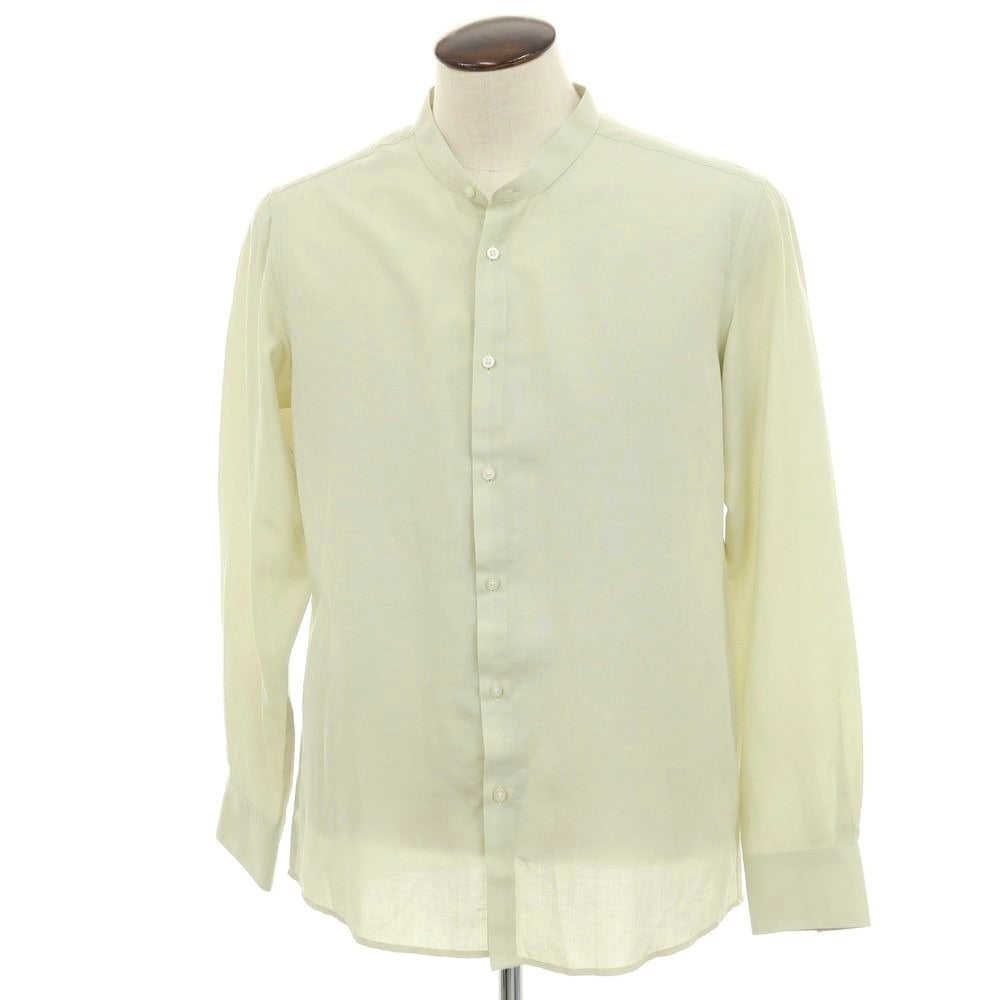 【新品アウトレット】ガウディ GAUDI リヨセルリネン バンドカラー カジュアルシャツ ライトグリーン【 L 】【 状態ランクN- 】【 メンズ 】