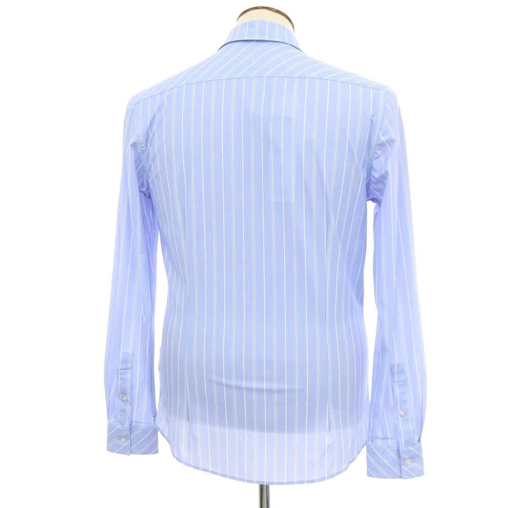 【新品】ガウディ GAUDI ナイロン ジャージー ストライプ レギュラーカラー カジュアルシャツ ライトブルー【 L 】【 状態ランクN 】【 メンズ 】