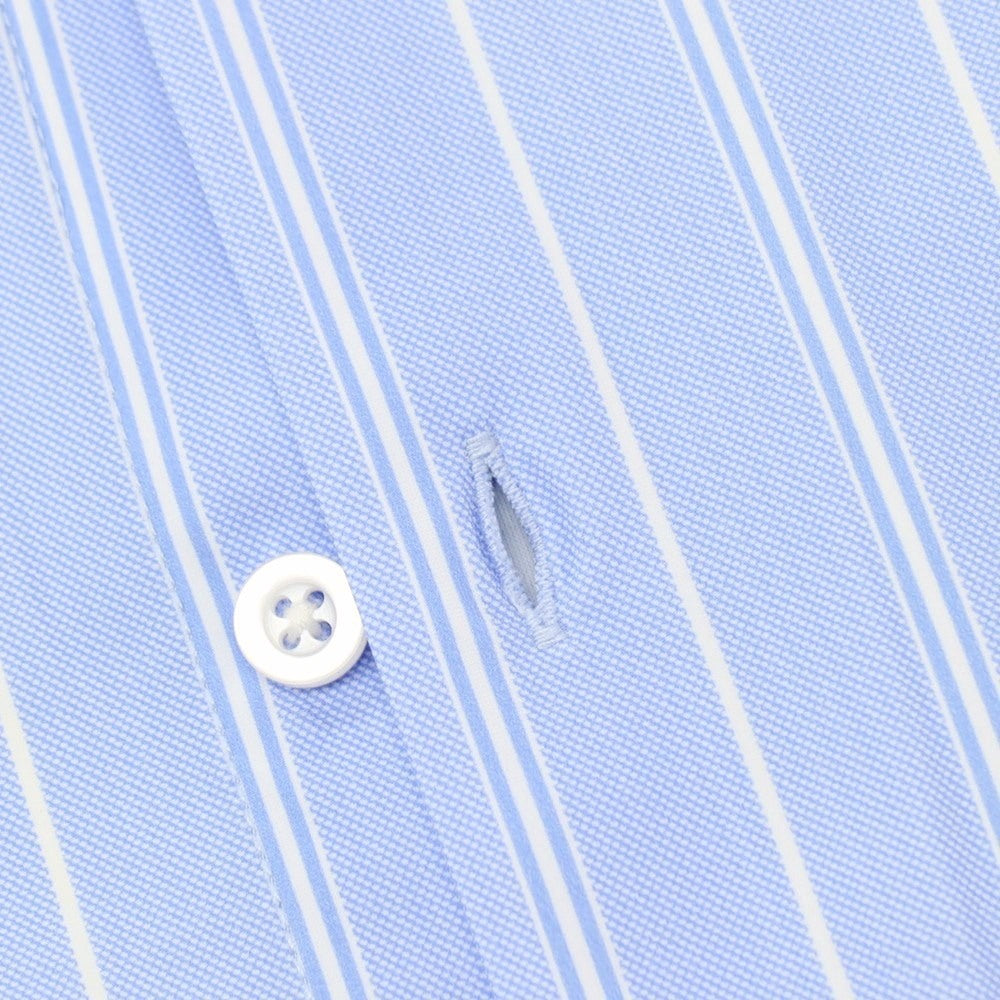 【新品】ガウディ GAUDI ナイロン ジャージー ストライプ レギュラーカラー カジュアルシャツ ライトブルー【 L 】【 状態ランクN 】【 メンズ 】