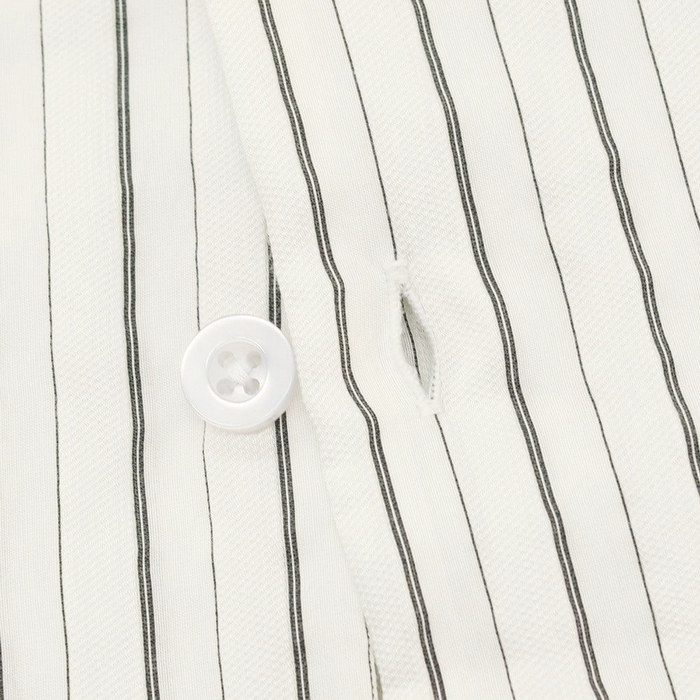 【新品】ガウディ GAUDI レーヨンナイロンポリエステル ストライプ オープンカラー 半袖シャツ ホワイト【 L 】【 状態ランクN 】【 メンズ 】