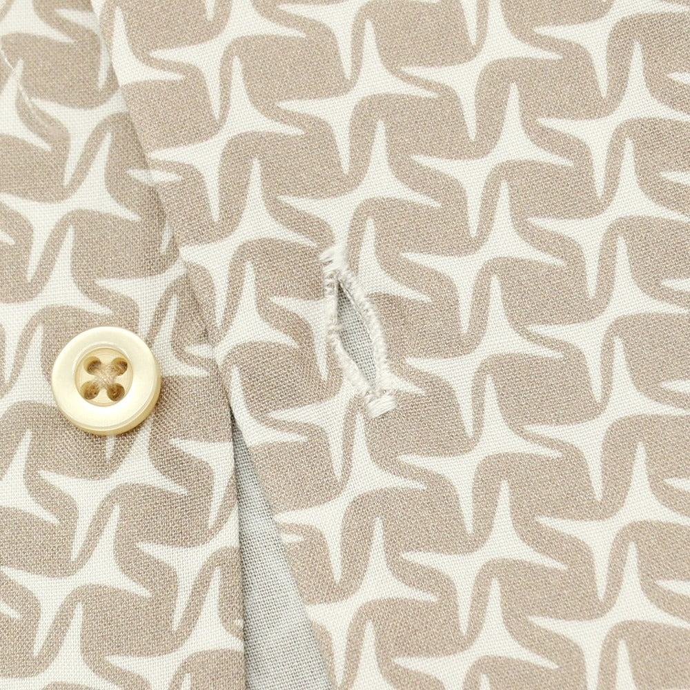 【新品アウトレット】ガウディ GAUDI レーヨン 総柄 プリント オープンカラー 半袖シャツ ホワイトxライトアッシュブラウン系【 L 】【 状態ランクN- 】【 メンズ 】