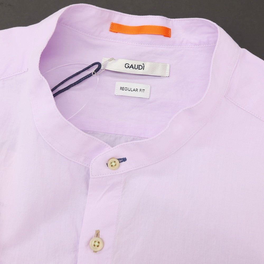 【新品】ガウディ GAUDI コットン バンドカラー カジュアルシャツ ラベンダー【サイズL】【 状態ランクN 】【 メンズ 】