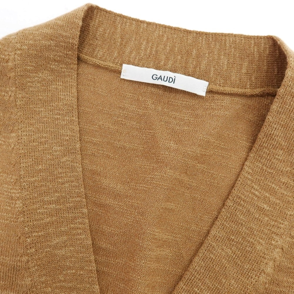 【新品】ガウディ GAUDI ハイゲージ コットンレーヨンポリエステルリネン カーディガン キャメルブラウン【 L 】【 状態ランクN 】【 メンズ 】