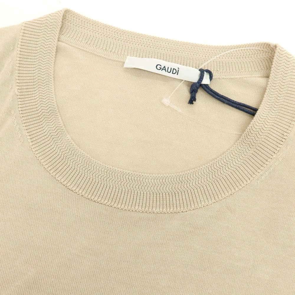【新品】ガウディ GAUDI ハイゲージ リヨセルレーヨン クルーネック 半袖 プルオーバーニット ベージュ【 M 】【 状態ランクN 】【 メンズ 】