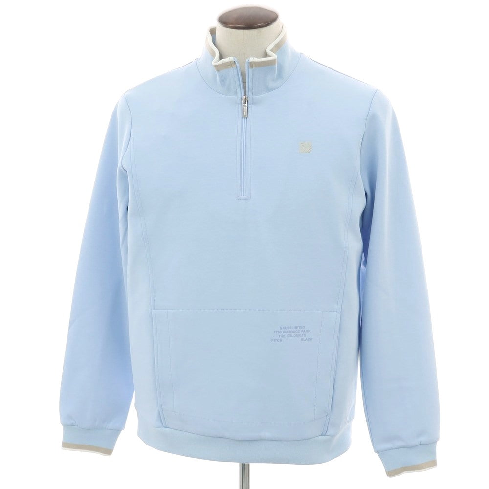 【新品アウトレット】ガウディ GAUDI コットンポリエステル ジャージー スタンドカラー ハーフジップトップ ライトブルー【 L 】【 状態ランクN- 】【 メンズ 】
