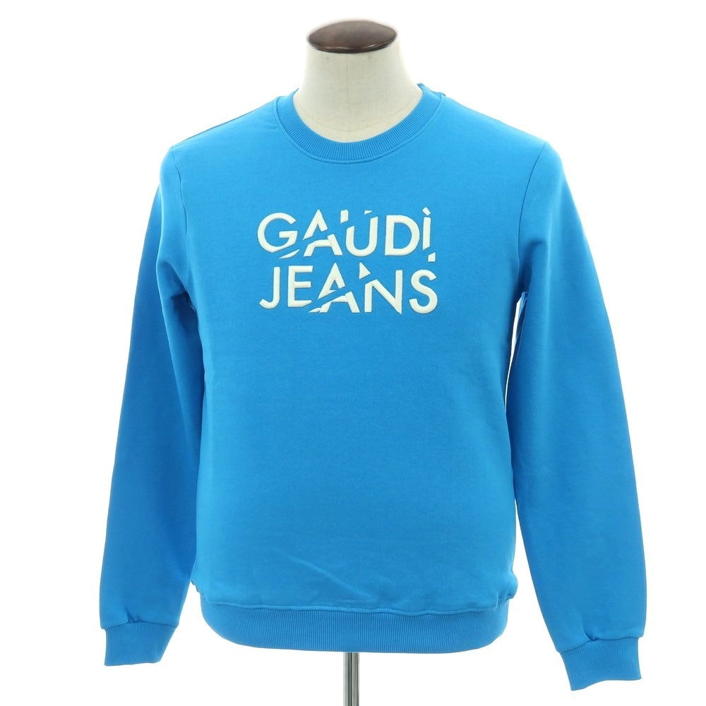 【新品】ガウディ GAUDI コットン 刺しゅうロゴ クルーネック スウェット ブルー【 L 】【 状態ランクN 】【 メンズ 】