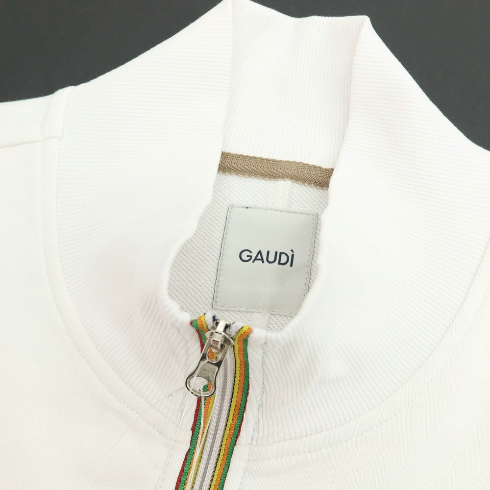 【新品】ガウディ GAUDI コットン スタンドカラー ダブルジップ スウェット ホワイト【 L 】【 状態ランクN 】【 メンズ 】