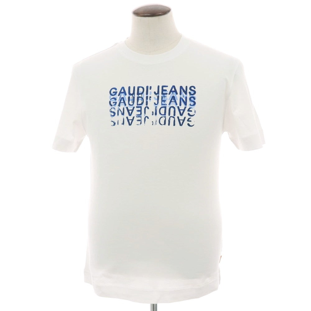 【新品アウトレット】ガウディ GAUDI コットン クルーネック 半袖Tシャツ ホワイト【 L 】【 状態ランクN- 】【 メンズ 】
