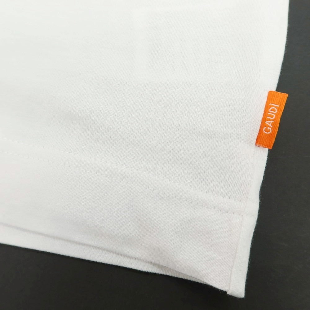 【新品アウトレット】ガウディ GAUDI コットン クルーネック 半袖Tシャツ ホワイト【 L 】【 状態ランクN- 】【 メンズ 】