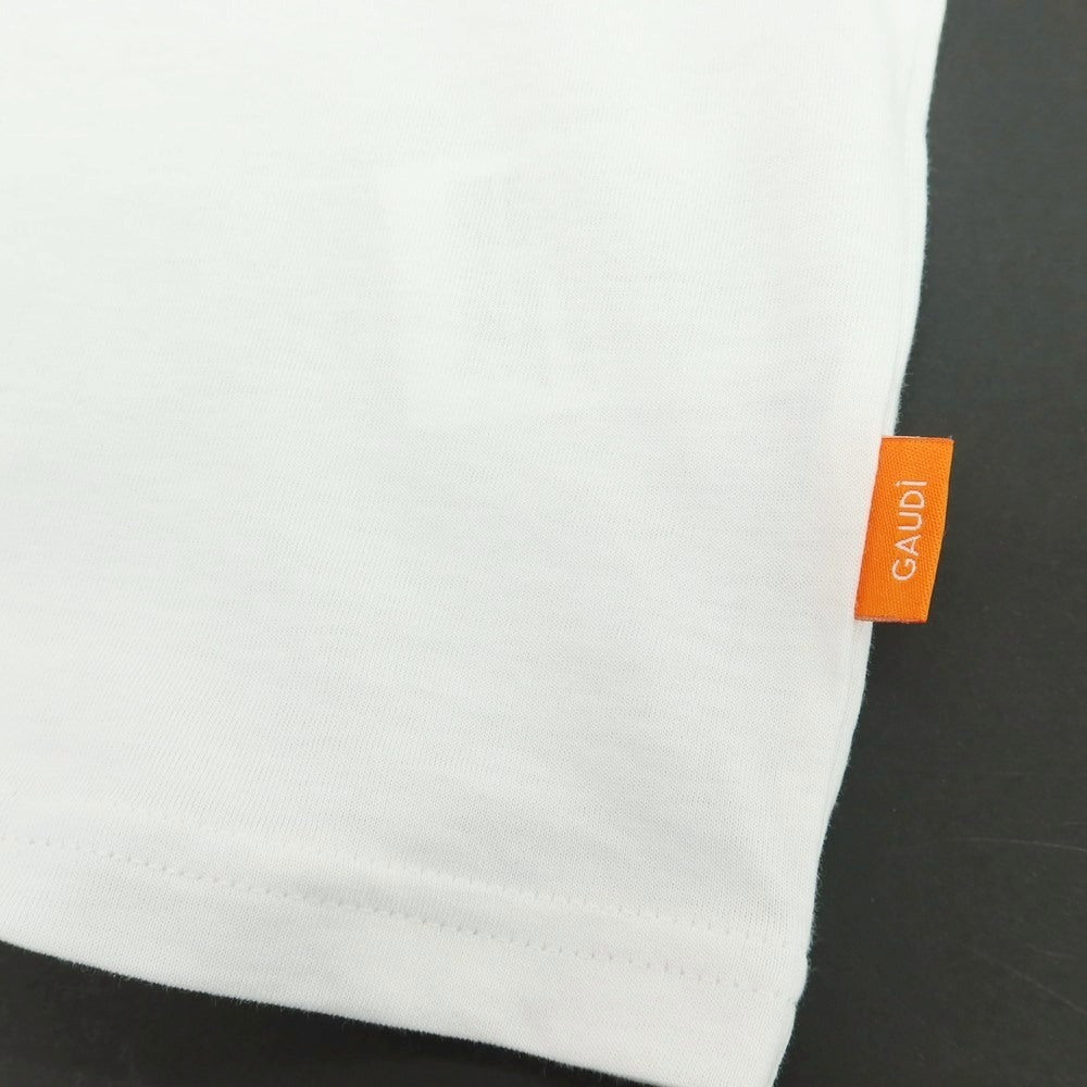 【新品】ガウディ GAUDI コットン クルーネック 半袖Tシャツ ホワイト【 L 】【 状態ランクN 】【 メンズ 】