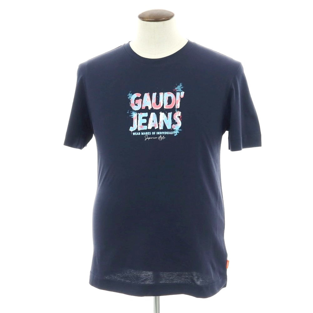 【新品アウトレット】ガウディ GAUDI コットン クルーネック 半袖Tシャツ ネイビー【 L 】【 状態ランクN- 】【 メンズ 】