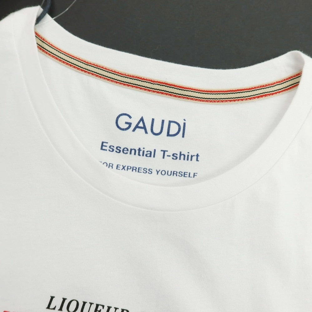 【新品アウトレット】ガウディ GAUDI コットン クルーネック 半袖Tシャツ ホワイト【 L 】【 状態ランクN- 】【 メンズ 】