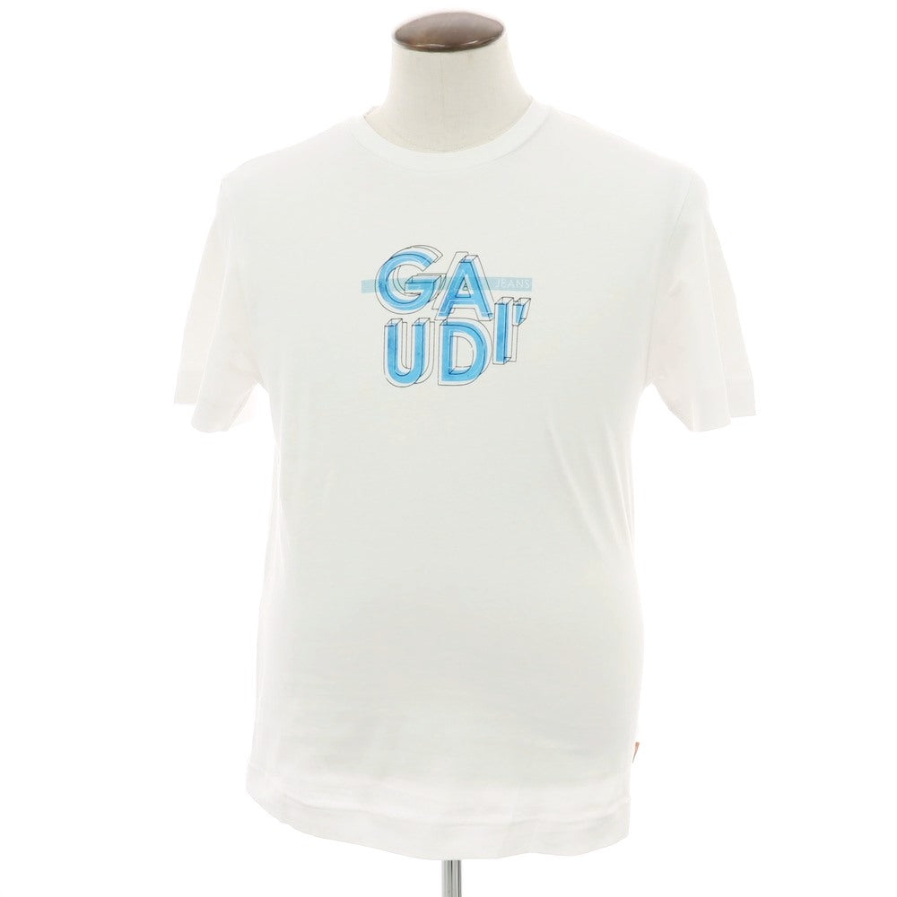【新品】ガウディ GAUDI コットン クルーネック 半袖Tシャツ ホワイト【 L 】【 状態ランクN 】【 メンズ 】