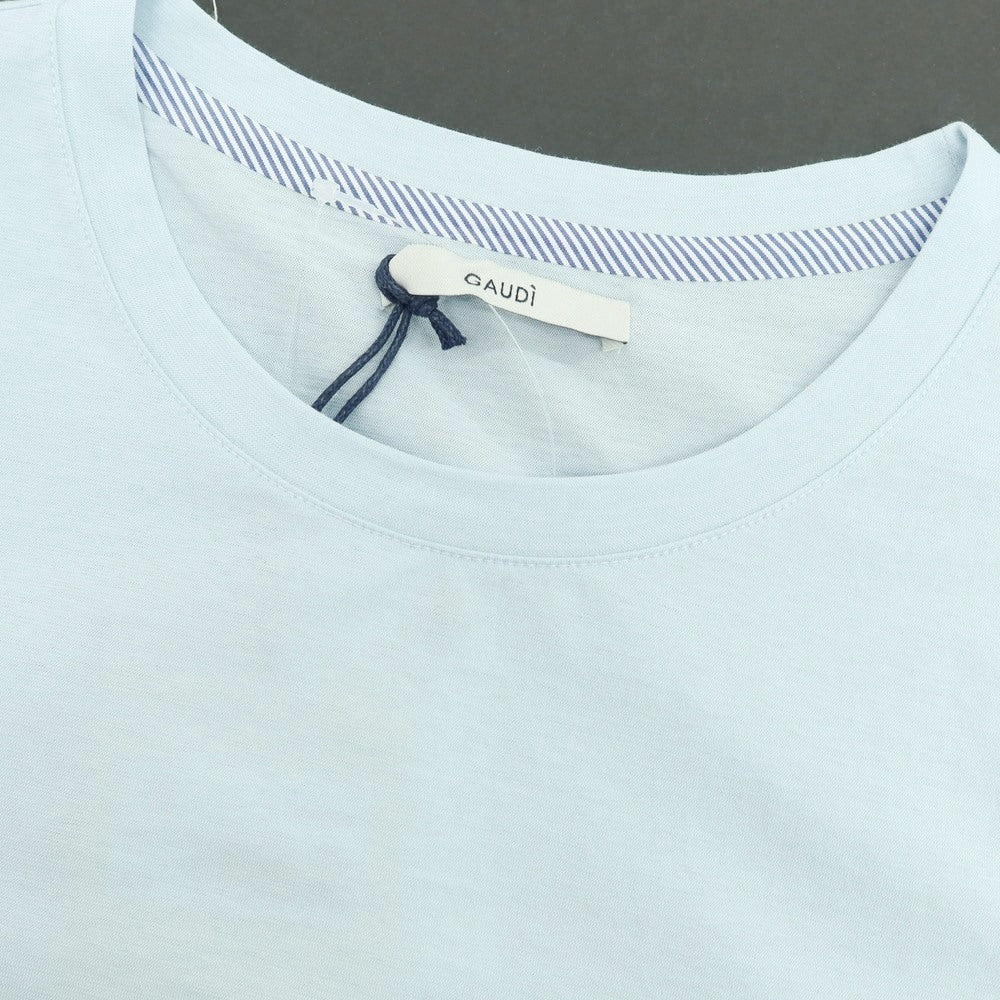 【新品】ガウディ GAUDI コットン クルーネック 半袖Tシャツ ライトブルー【 L 】【 状態ランクN 】【 メンズ 】