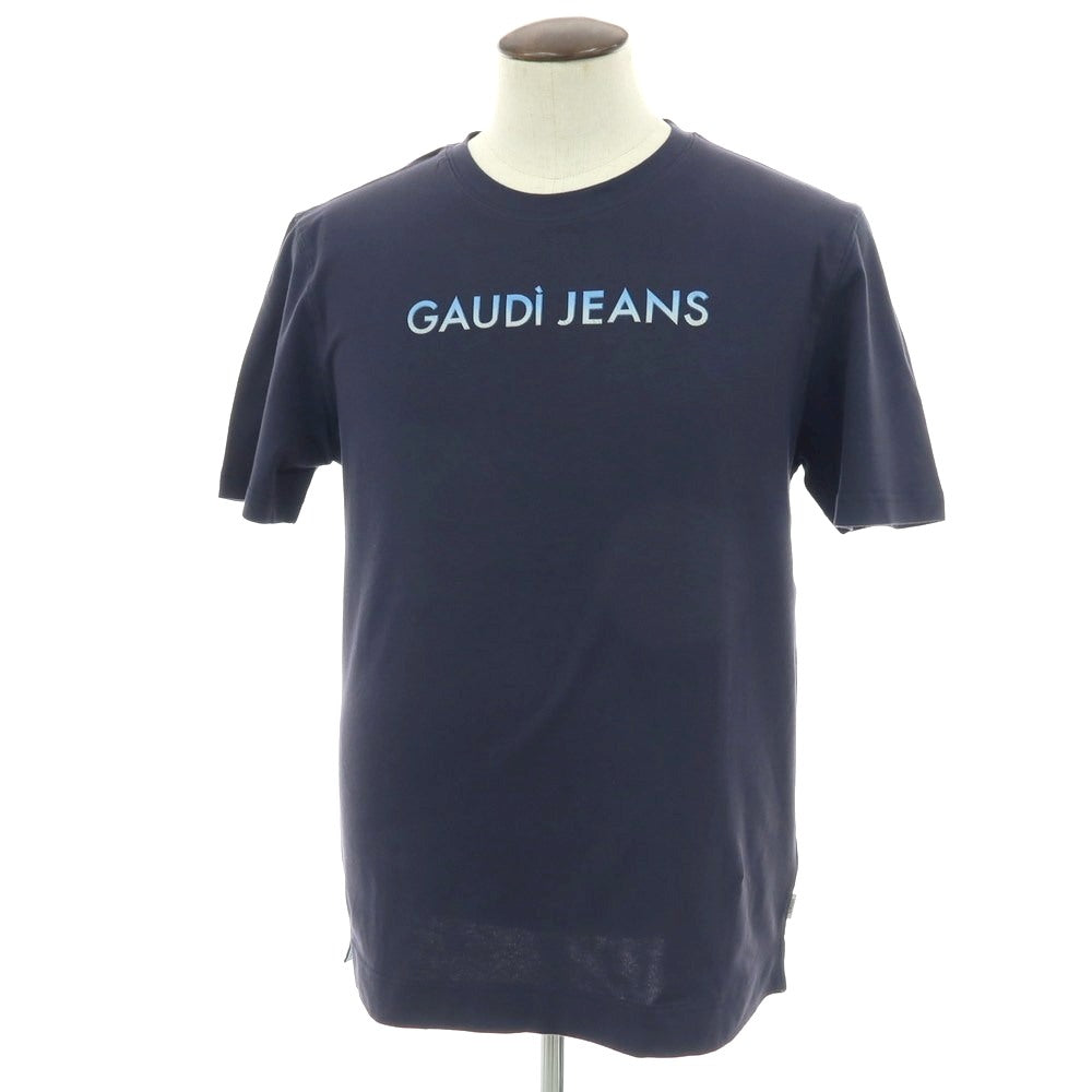 【新品】ガウディ GAUDI コットンポリウレタン クルーネック 半袖Tシャツ ネイビー【 L 】【 状態ランクN 】【 メンズ 】