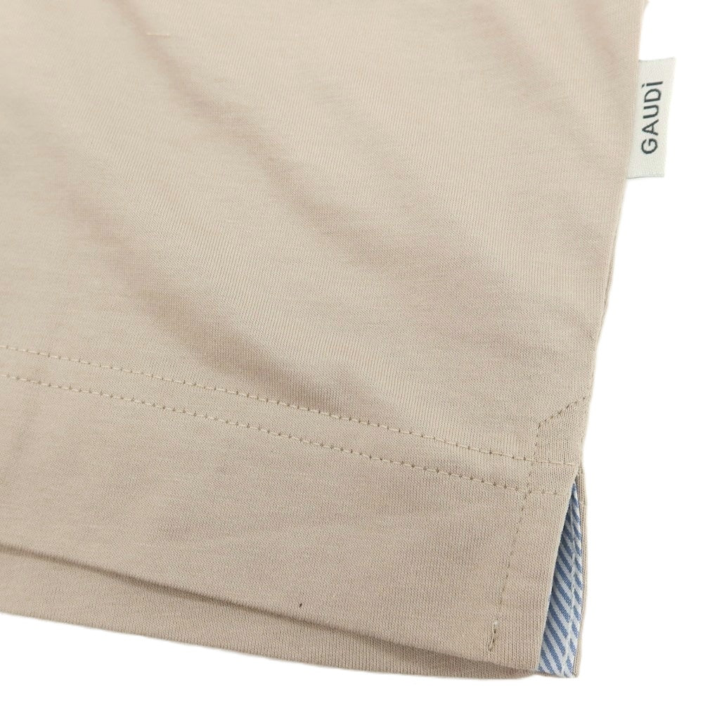 【新品】ガウディ GAUDI コットン 半袖Tシャツ ベージュ【 L 】【 状態ランクN 】【 メンズ 】