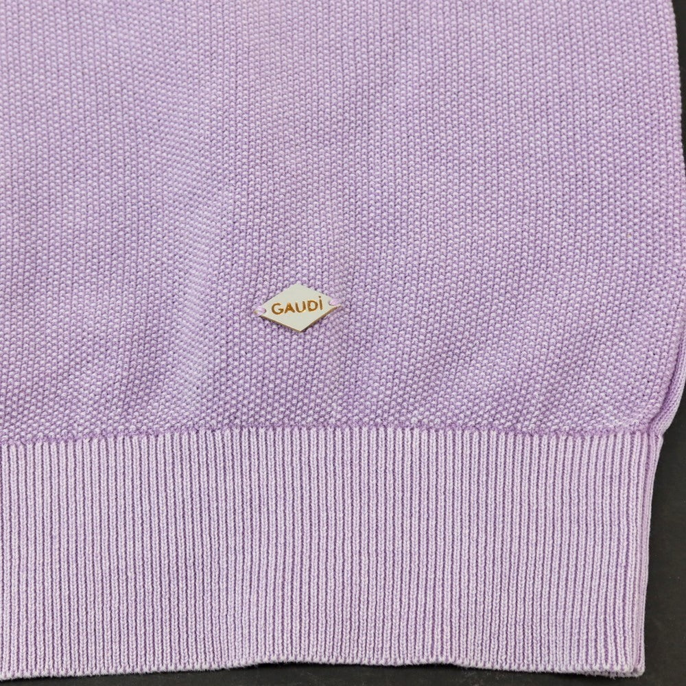 【新品】ガウディ GAUDI コットン 半袖 ポロニット ライトパープル【 L 】【 状態ランクN 】【 メンズ 】