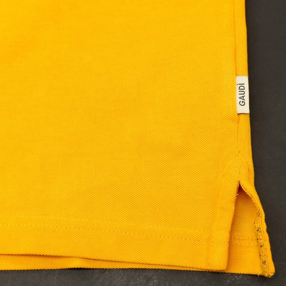 【新品アウトレット】ガウディ GAUDI コットン 鹿の子 スキッパー 半袖ポロシャツ マスタード【 L 】【 状態ランクN- 】【 メンズ 】