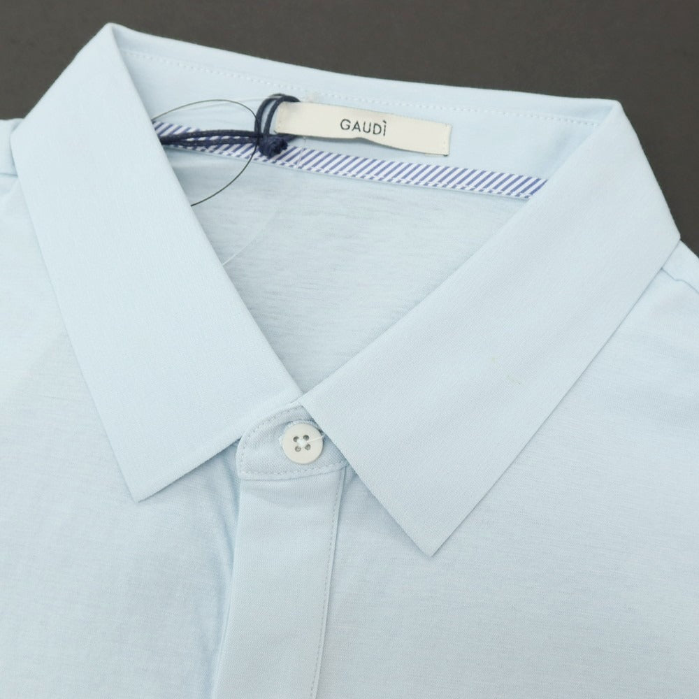 【新品アウトレット】ガウディ GAUDI コットン 比翼仕立て 半袖ポロシャツ ライトブルー【 L 】【 状態ランクN- 】【 メンズ 】