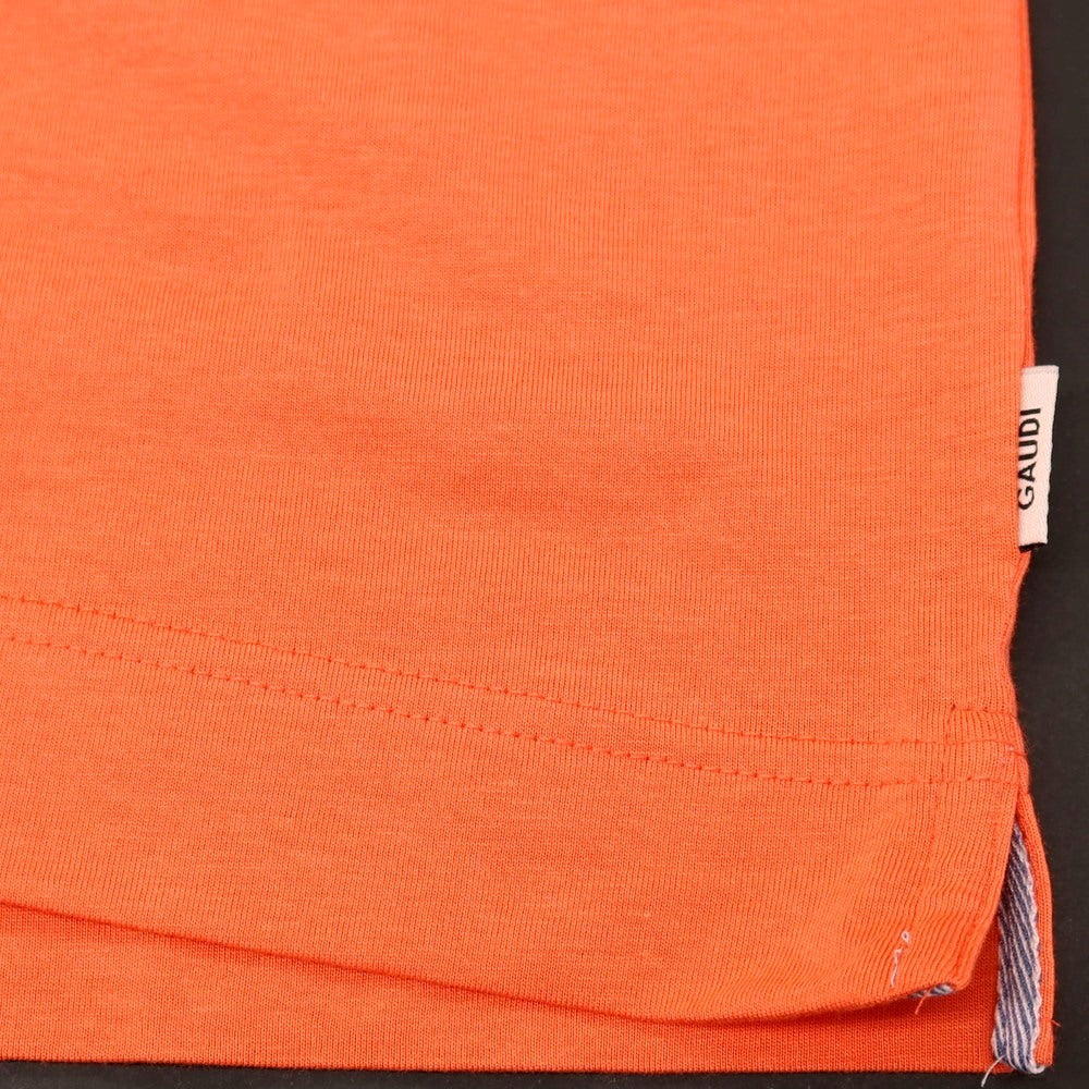 【新品】ガウディ GAUDI コットンモダール スキッパー 半袖ポロシャツ オレンジ【 L 】【 状態ランクN 】【 メンズ 】