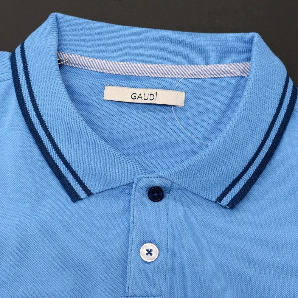 【新品】ガウディ GAUDI コットン 鹿の子 半袖ポロシャツ ライトブルー【 L 】【 状態ランクN 】【 メンズ 】