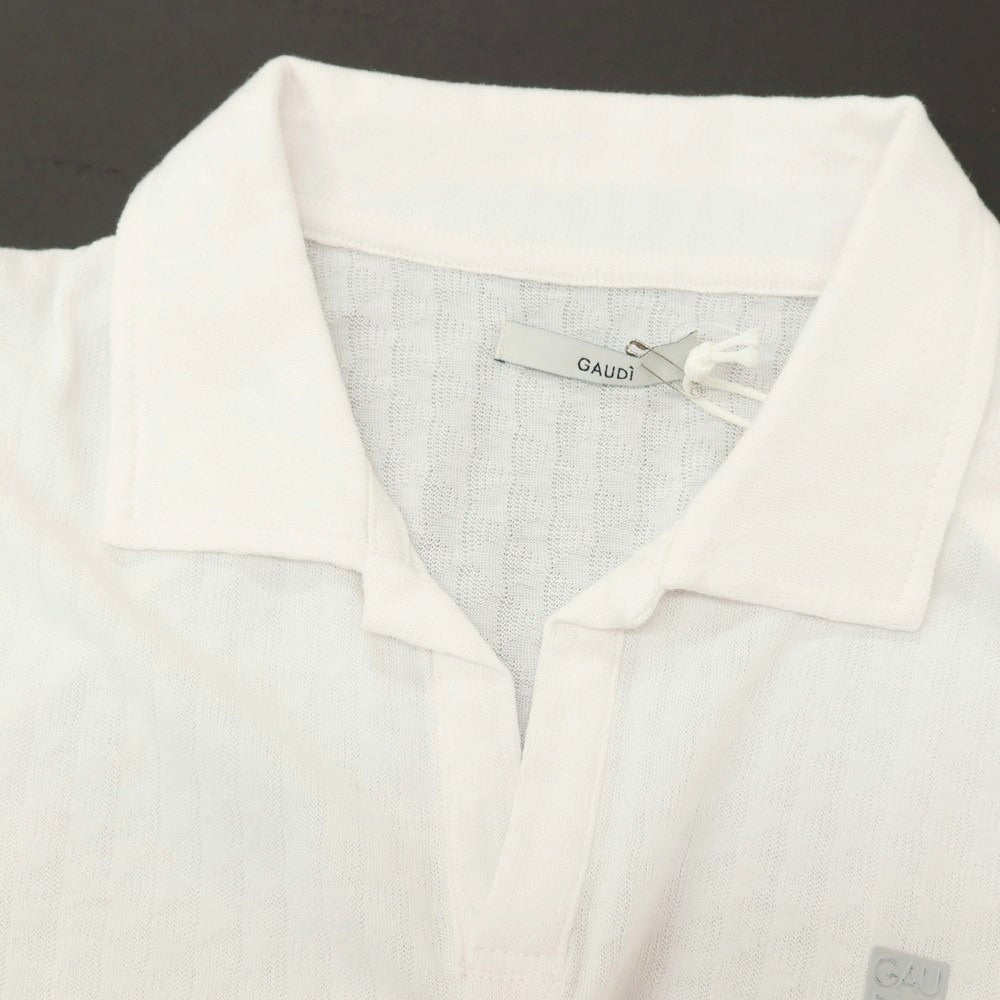 【新品】ガウディ GAUDI コットンリヨセル ガウディテック スキッパー 半袖ポロシャツ ホワイト【 L 】【 状態ランクN 】【 メンズ 】