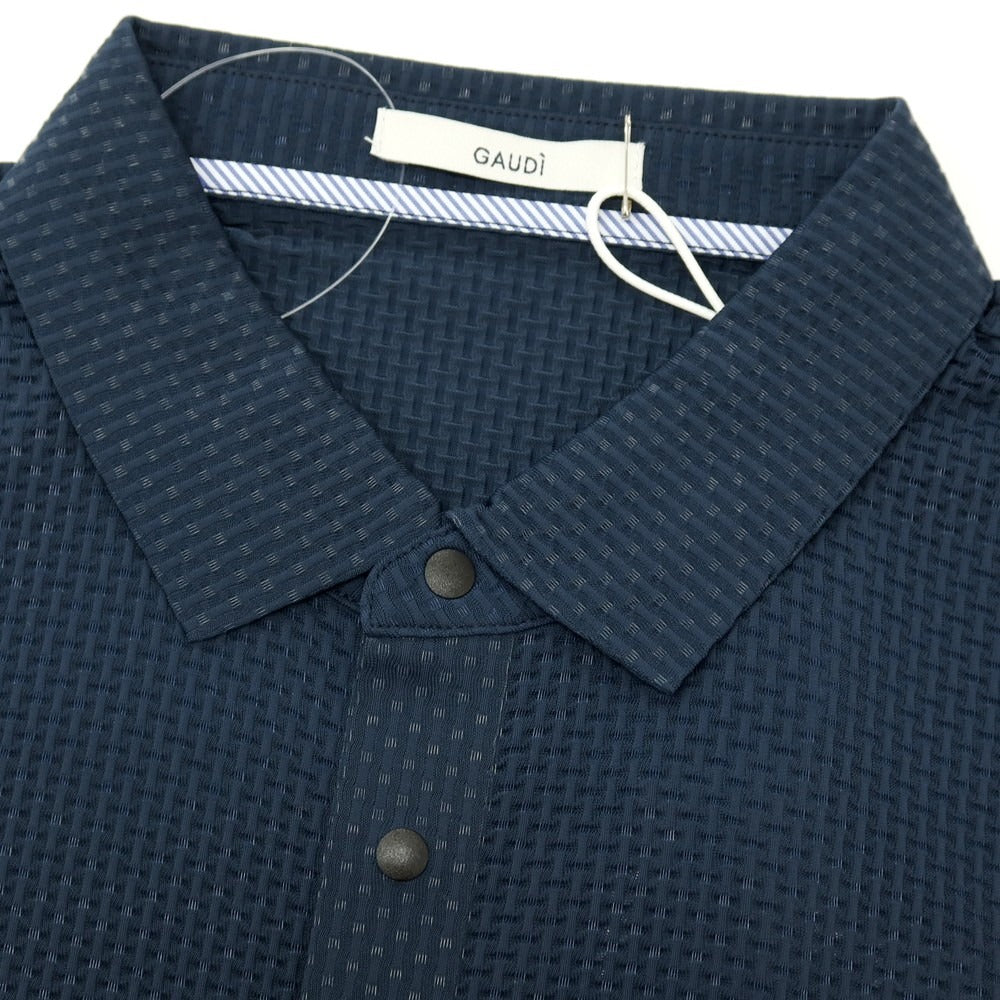 【新品】ガウディ GAUDI ナイロンポリウレタン ガウディテック 半袖ポロシャツ ネイビー【 L 】【 状態ランクN 】【 メンズ 】