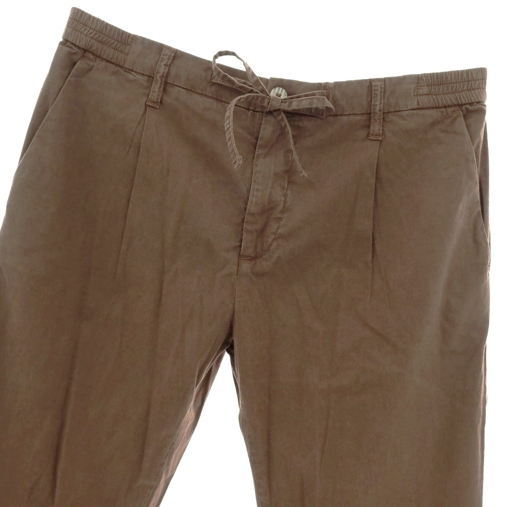 【新品】ガウディ GAUDI ストレッチ リヨセルコットン イージースラックスパンツ ブラウン【 L 】【 状態ランクN 】【 メンズ 】