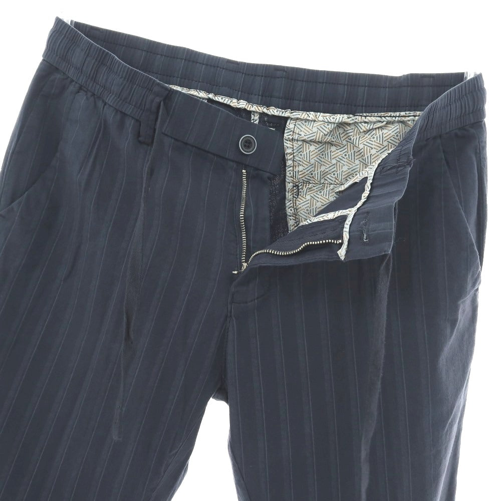 【新品】ガウディ GAUDI ストレッチ コットン ストライプ イージースラックスパンツ ネイビー【 M 】【 状態ランクN 】【 メンズ 】