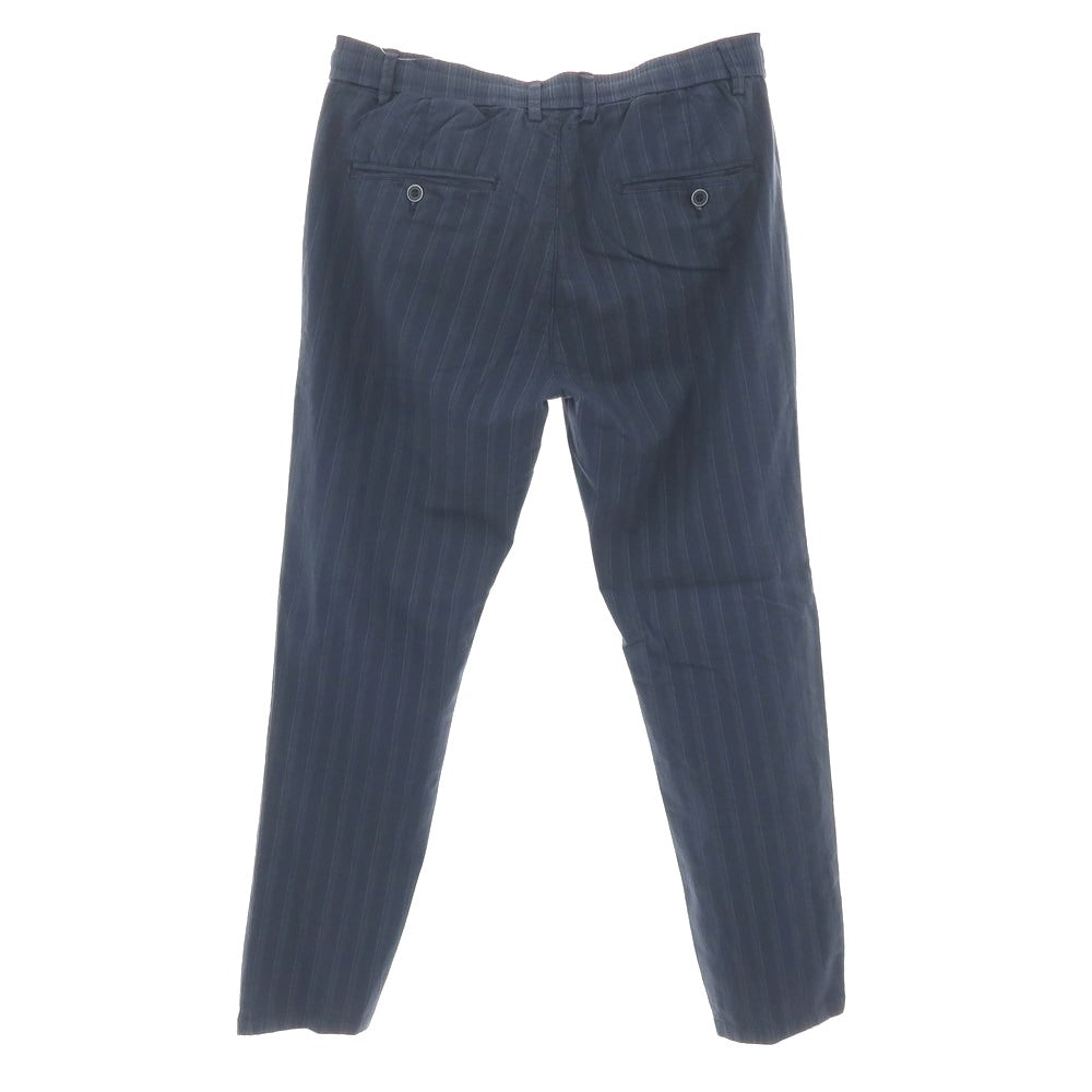 【新品】ガウディ GAUDI ストレッチ コットン ストライプ イージースラックスパンツ ネイビー【 M 】【 状態ランクN 】【 メンズ 】
