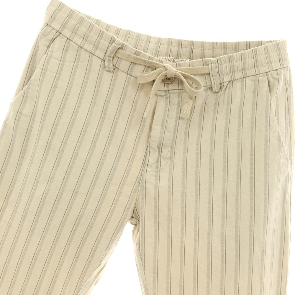 【新品】ガウディ GAUDI ストレッチ コットン ストライプ イージスラックスパンツ ベージュ系【 M 】【 状態ランクN 】【 メンズ 】