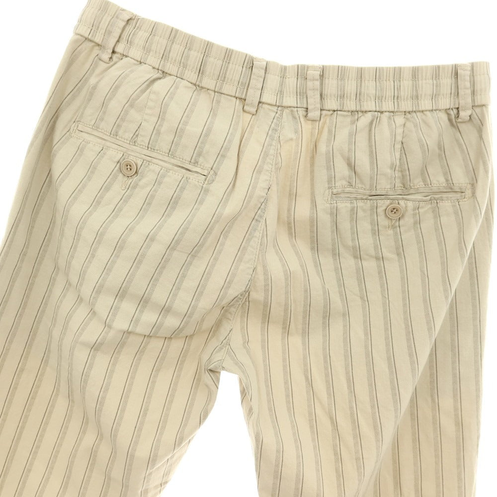 【新品】ガウディ GAUDI ストレッチ コットン ストライプ イージスラックスパンツ ベージュ系【 M 】【 状態ランクN 】【 メンズ 】