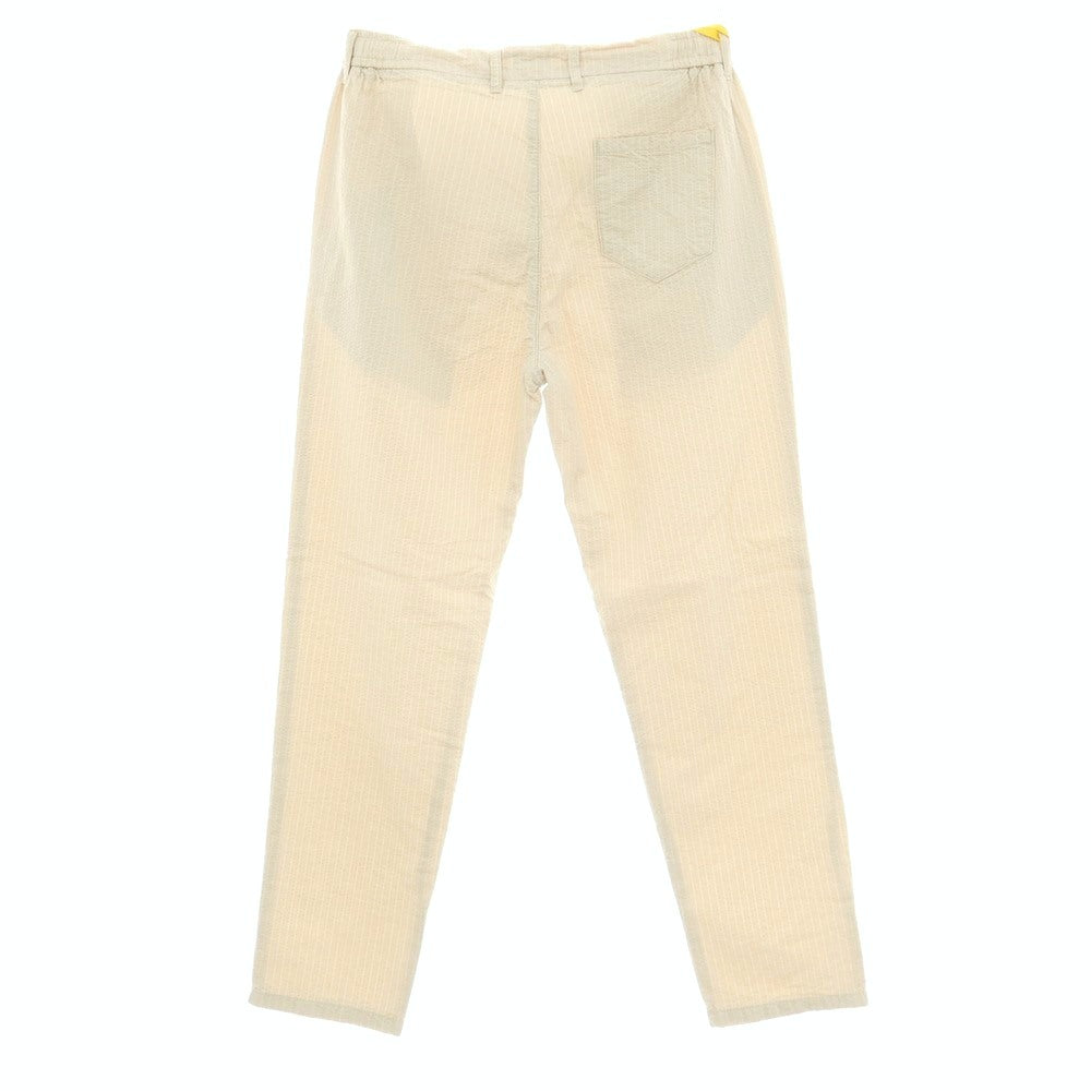 【新品】ガウディ GAUDI コットン シアサッカー ストライプ イージスラックスパンツ ベージュ【 M 】【 状態ランクN 】【 メンズ 】