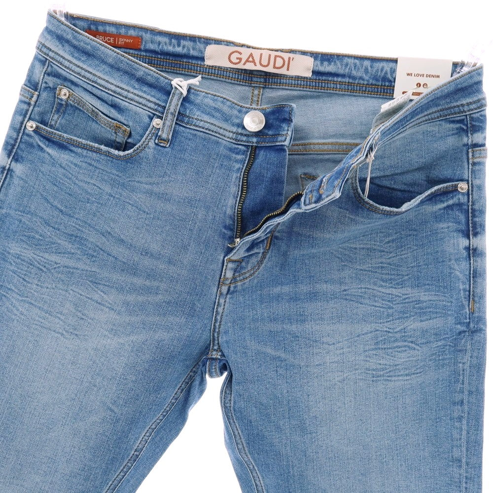 【新品】ガウディ GAUDI JEANS BRUCE ストレッチ コットン デニムパンツ ジーンズ ライトブルー【 34 】【 状態ランクN 】【 メンズ 】