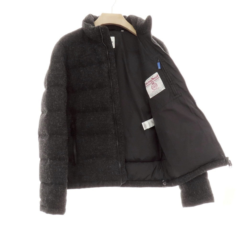 【中古】アスペジ ASPESI ウール ハリスツイード スタンドカラー ダブルジップ ダウンジャケット ブラックxグレー【 S 】【 状態ランクB 】【 メンズ 】
