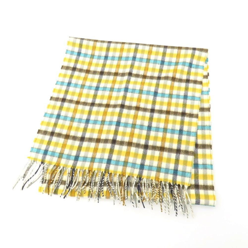 【中古】ラルスミアーニ LARUSMIANI カシミヤ チェック マフラー アイボリーxイエロー【 状態ランクB 】【 メンズ 】