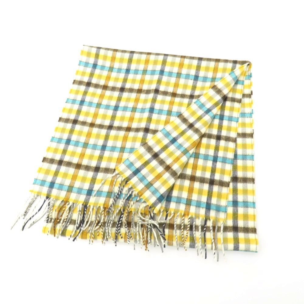 【中古】ラルスミアーニ LARUSMIANI カシミヤ チェック マフラー アイボリーxイエロー【 状態ランクB 】【 メンズ 】