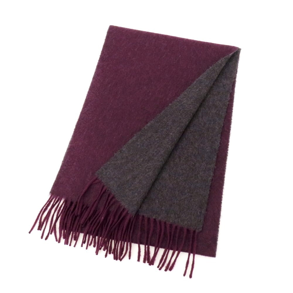 【中古】ビューティアンドユースユナイテッドアローズ BEAUTY&YOUTH UNITED ARROWS カシミヤ ダブルフェイス マフラー ダークパープルxダークグレー【 状態ランクB 】【 メンズ 】
