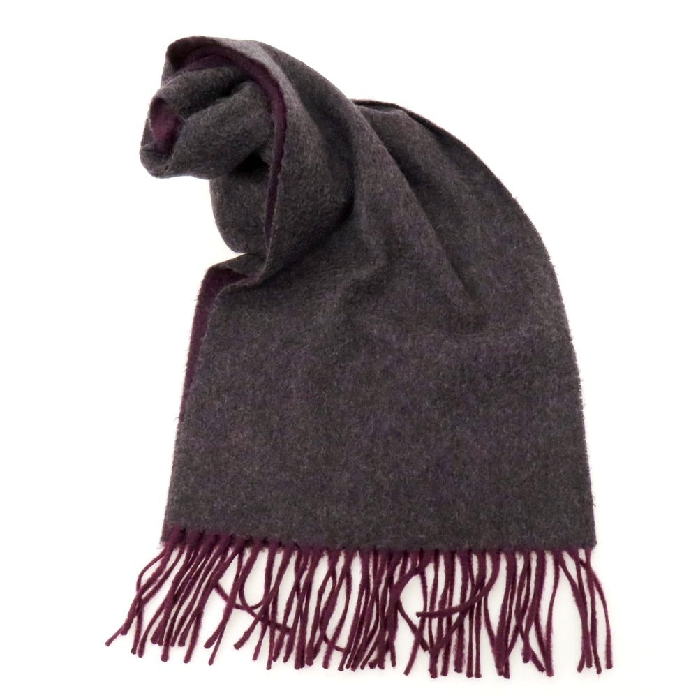 【中古】ビューティアンドユースユナイテッドアローズ BEAUTY&YOUTH UNITED ARROWS カシミヤ ダブルフェイス マフラー ダークパープルxダークグレー【 状態ランクB 】【 メンズ 】