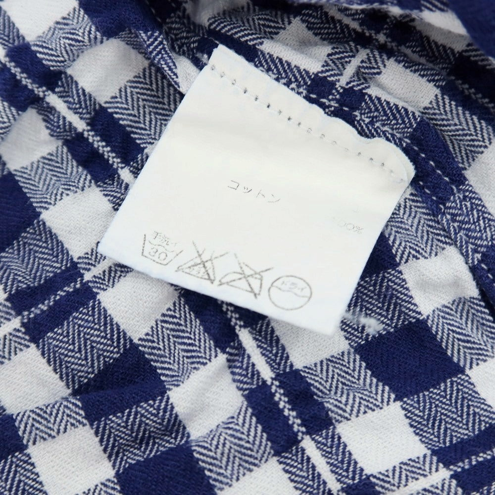 【中古】フィナモレ Finamore シワ加工 コットン ギンガムチェック ウエスタンシャツ ネイビーxホワイト【 38 】【 状態ランクC 】【 メンズ 】