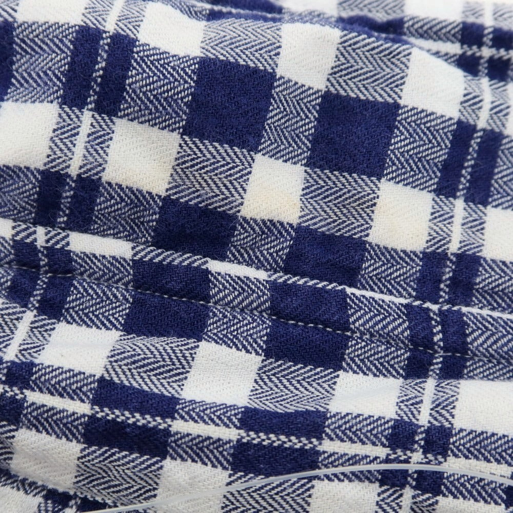 【中古】フィナモレ Finamore シワ加工 コットン ギンガムチェック ウエスタンシャツ ネイビーxホワイト【 38 】【 状態ランクC 】【 メンズ 】