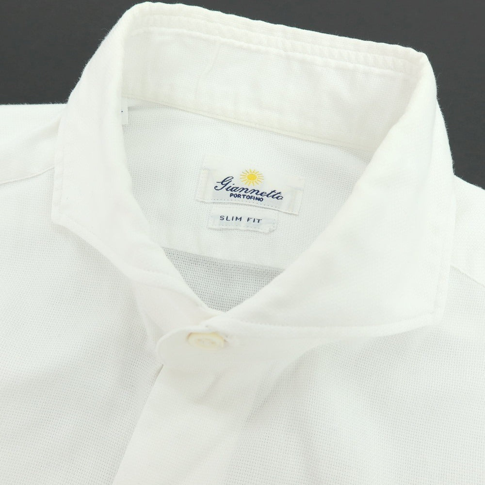 【中古】ジャンネット giannetto コットン ホリゾンタルカラー ドレスシャツ ホワイト【 39 】【 状態ランクC 】【 メンズ 】