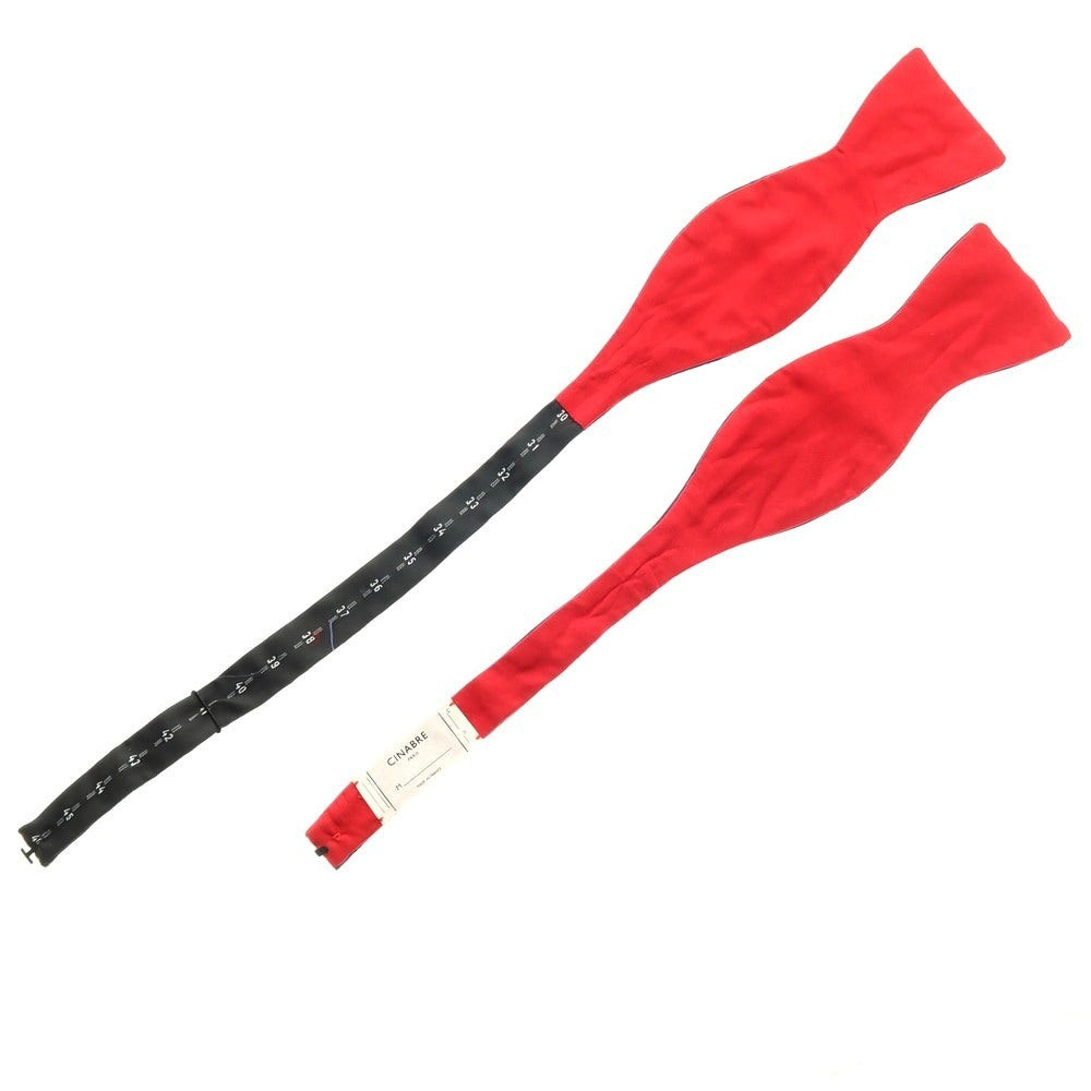 【中古】シナーブル Cinabre シルク ボウタイ 蝶ネクタイ ネイビーxレッド【 状態ランクC 】【 メンズ 】
