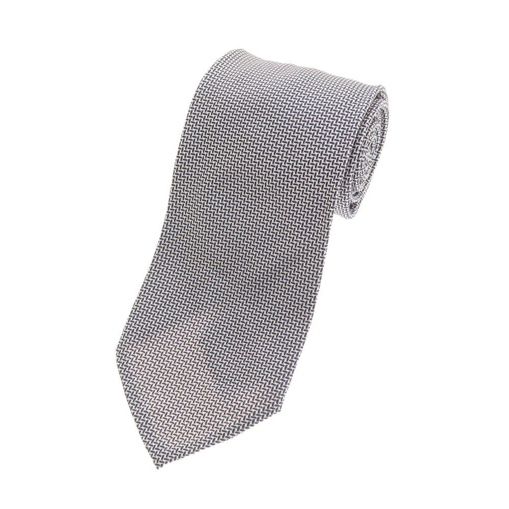 【中古】チェーザレ アットリーニ Cesare Attolini クアトロピエゲ シルク ヘリンボーン ネクタイ ネイビーxホワイト【 状態ランクB 】【 メンズ 】