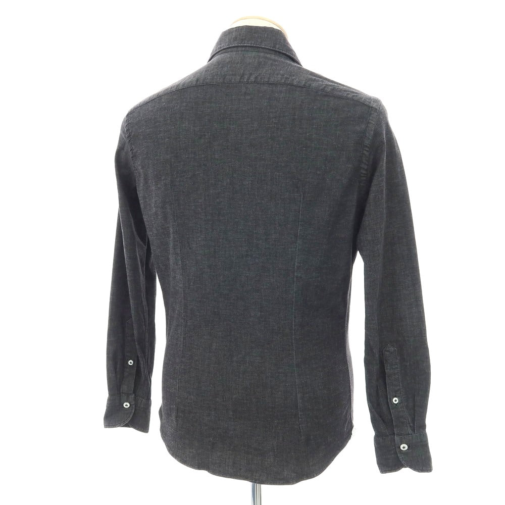 【中古】ジャンネット giannetto WASHING DIVISION ストレッチ コットン ホリゾンタルカラー カジュアルシャツ グレーブラック【 38 】【 状態ランクB 】【 メンズ 】