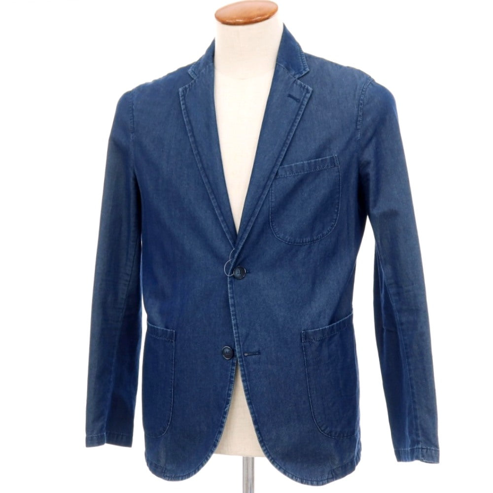【中古】ジャンネット giannetto コットン シャンブレー 2B カジュアルジャケット ネイビー【サイズ46】【 状態ランクB 】【 メンズ 】